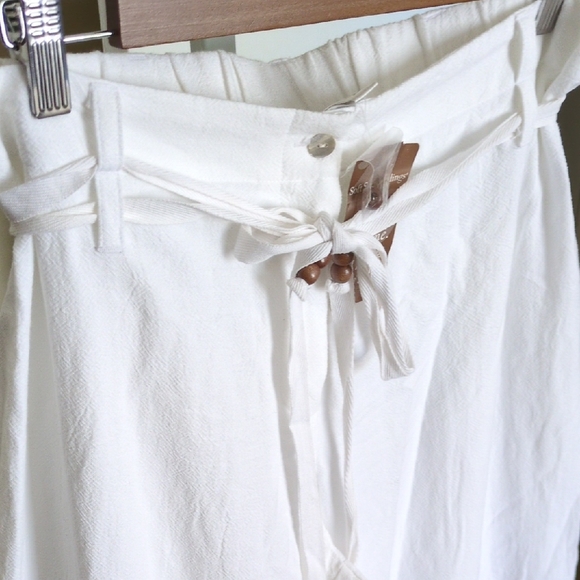 Soft Surroundingswhite 100% cotton wide-leg loose pants with Tie Belt Nwt - Picture 5 of 9